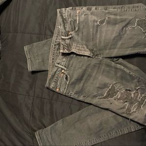 american eagle mens distressed black skinny jeans